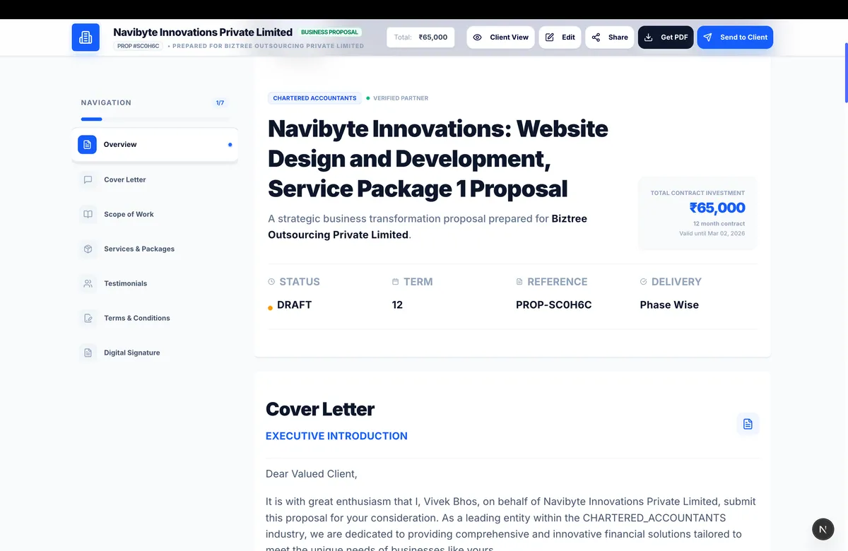 Proposal Builder Interface